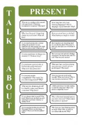 Present tenses - 18 conversation cards (editable)