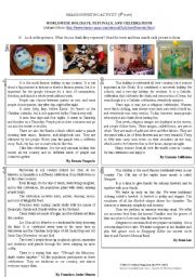 English Worksheet: WORLDWIDE HOLIDAYS, FESTIVALS, AND CELEBRATIONS