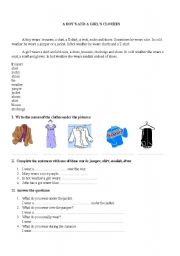 English worksheet: Clothes