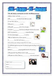 English Worksheet:  Still - Already - Yet - Anymore