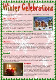 English Worksheet: Winter Celebrations - reading practice