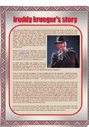 English Worksheet: freddy krugers story