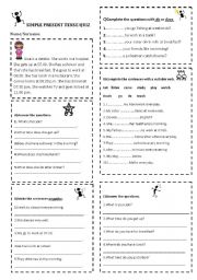 English Worksheet: Simple Present Tense quiz