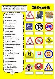 English Worksheet: signs