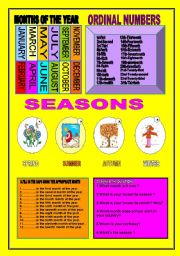 Months of the year,ordinal numbers ,seasons and two activities related to these topics