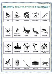 English Worksheet: WINTER SPORTS PICTIONARY!