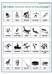 English Worksheet: WINTER SPORTS PICTIONARY!