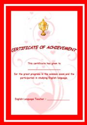 English Worksheet: Certificate