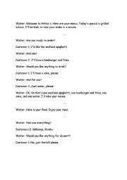 English Worksheet: giving order at a restaurant