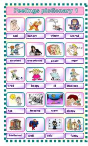 English Worksheet: Feelings pictionary 1 (24.12.2010)