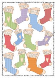 English worksheet: 12 Stockings Template - Colourful + Outlined BW