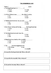 English worksheet: The Gingerbread Man