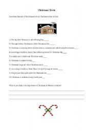 English worksheet: Xmas Trivia