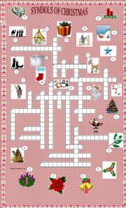 English Worksheet: Xmas set 5 - Symbols of Christmas crossword + key