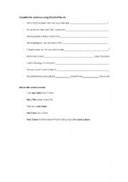 English worksheet: Subject Pronouns & Possessive Adjectives