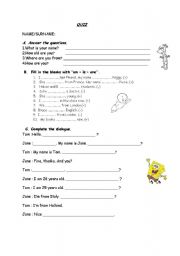 English worksheet: quiz