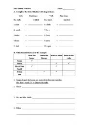 English Worksheet: Past Tense Practice