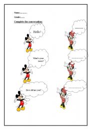 English worksheet: greeting