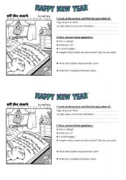 English Worksheet: new years resolutions cartoon