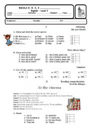 English Worksheet: Test - 5th form 