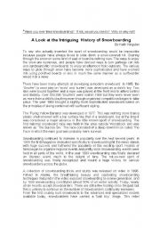 English Worksheet: History of Snowboarding