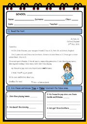 English Worksheet: READING AND COMPREHENSION ( 3 PAGES)