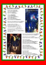 English Worksheet: CHRISTMAS song: CHRISTMAS LIGHTS by Coldplay - with ANSWER KEY