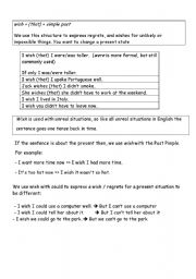 English Worksheet: wish clause