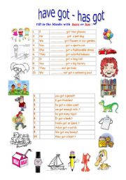 English Worksheet: Have got  / Has got