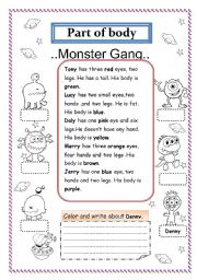 English Worksheet: Monster Gang