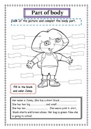 English Worksheet: Part of body