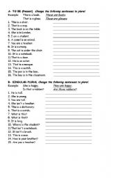 English Worksheet: to be and nouns