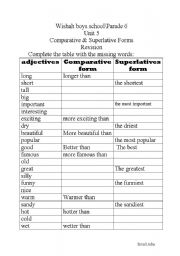 English Worksheet: Supperlative