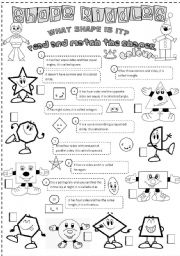 English Worksheet: shape riddles