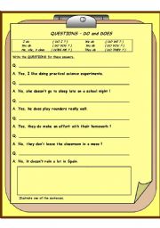 English Worksheet: QUESTIONS  DO and DOES