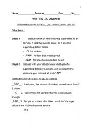 English Worksheet: Writing Paragraph