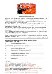 English Worksheet: Martin Luther King and slavery