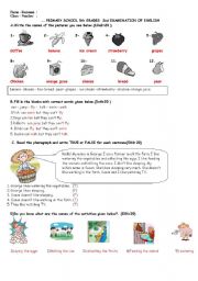 An examýnation for fifth grades