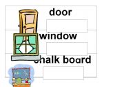 English worksheet: objects in the classroom