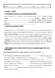 English Worksheet: Mid-term-test2 8th form