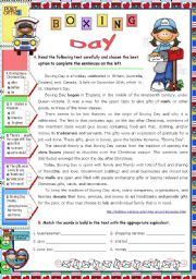 English Worksheet: Boxing Day  -  Reading Comprehension