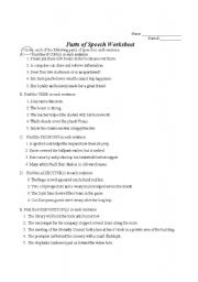 English Worksheet: parts of speech worksheet