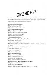 English Worksheet: Give me 5