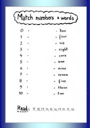 HMWS - Match Numbers and Words (0-10)