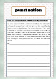 English Worksheet: punctuation