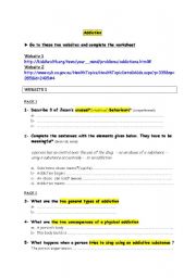 English Worksheet: addiction webquest