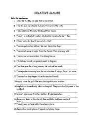 English Worksheet: relative clause