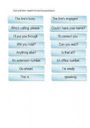 English Worksheet: Telephone matching