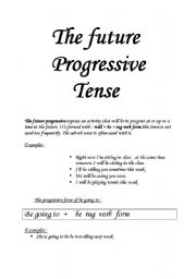 English worksheet: the future progressive tense