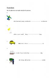 English Worksheet: order of the adjectives